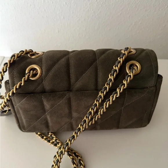 Coach Tabby 20 Quilted Suede Shoulder Bag with Gold Chain. - Picture 10 of 14